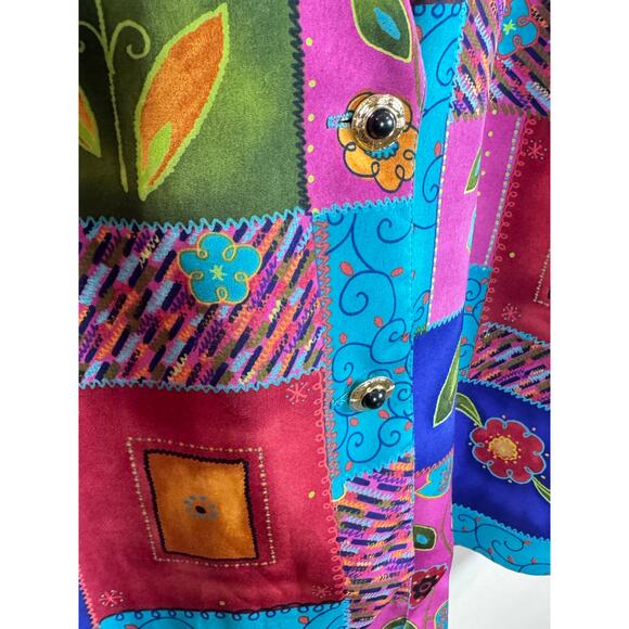 VTG Multicolor Mixed Print Oversized Blazer 80s Art to Wear Plus Size 2/3X - Picture 2 of 7